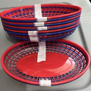 Food Baskets Red Blue Plastic Serving Baskets 10 Pc Lot BBQ Picnic 5 Sets Of Two